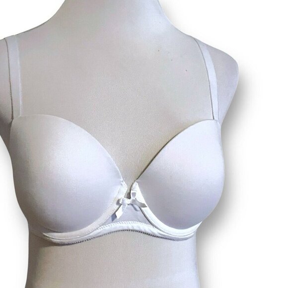 Ambrielle 34D Bra White Cotton Padded Push Up Demi Underwire T-shirt - Picture 2 of 10